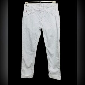 Hudson Bacar Straight Cuffed White Denim Pants Size 29